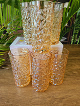 Diamond Crystal Gold Long Glasses Set of 6 – 350ml Water & Juice Glass Set