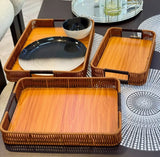 Rattan Bamboo Serving Tray – Handwoven Square Eco-Friendly