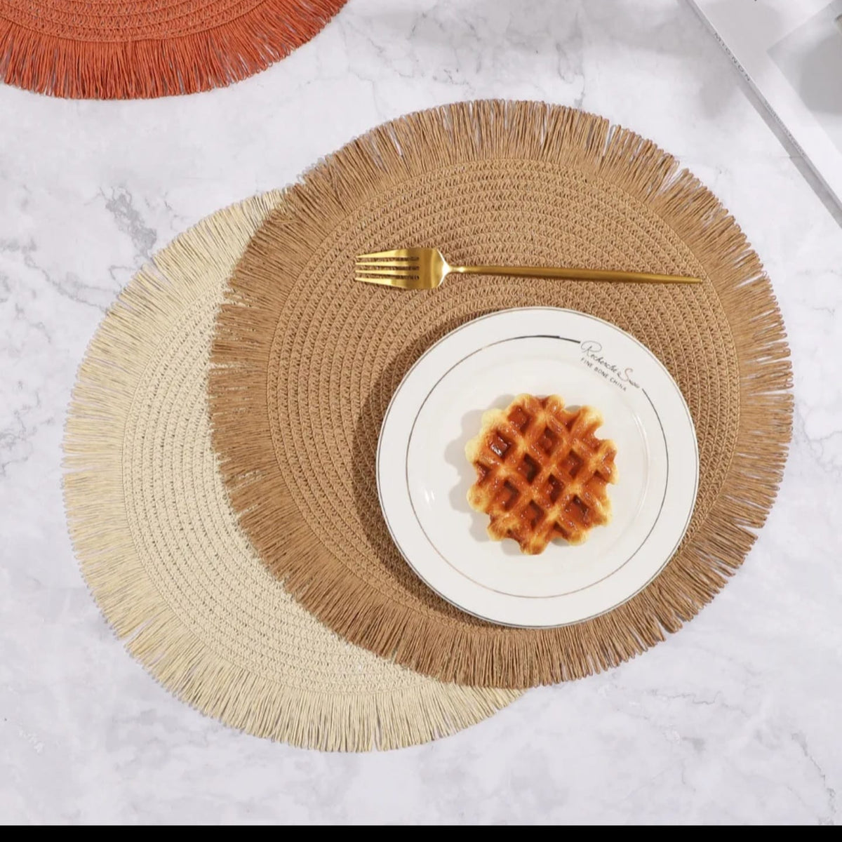 6 Pcs Round Braided Table Mats 38cm Heat Resistant Dining Mats for Hot ...