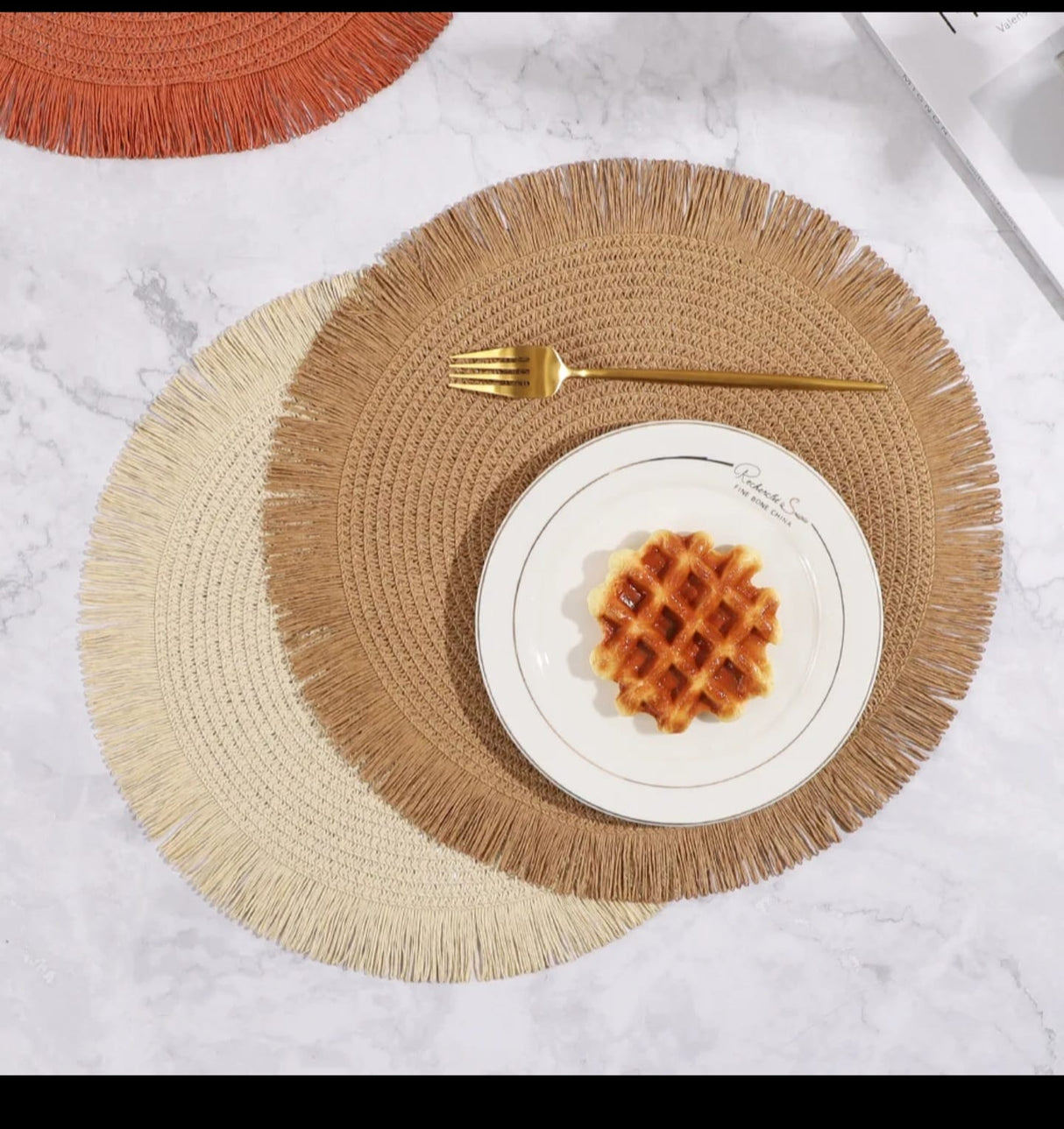 6 Pcs Round Braided Table Mats 38cm Heat Resistant Dining Mats for Hot Dishes