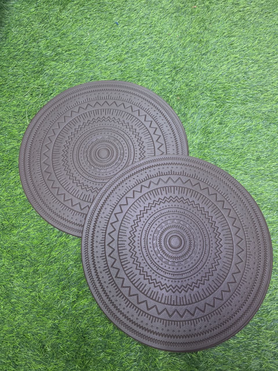 Boho Embossed Round PVC Placemats -6pcs 38cm