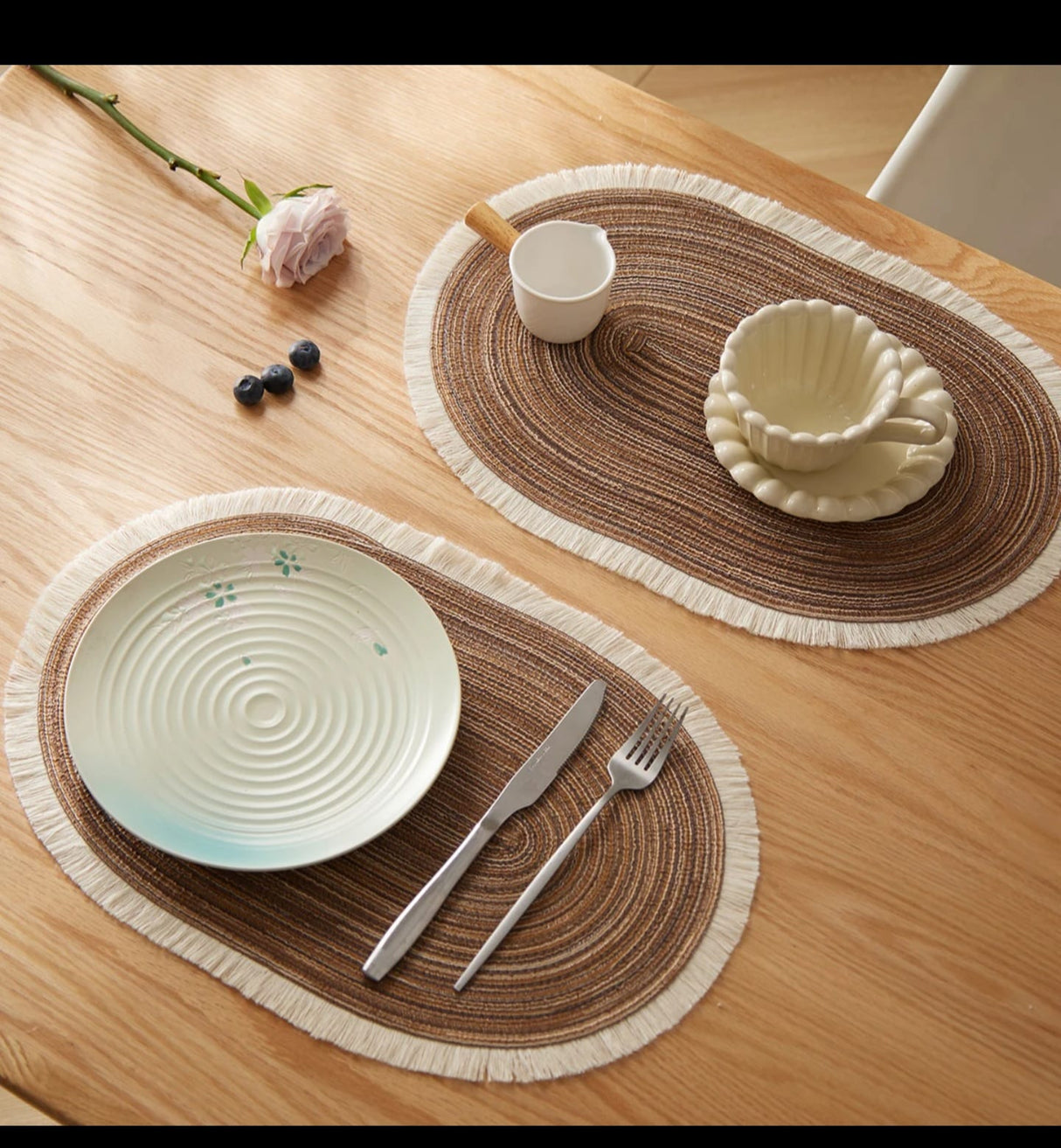 Elegant Braided Round Placemats Set 6pcs 38cm