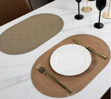 Double Sided Round Faux Leather PVC Placemats Set 6pcs 38cm