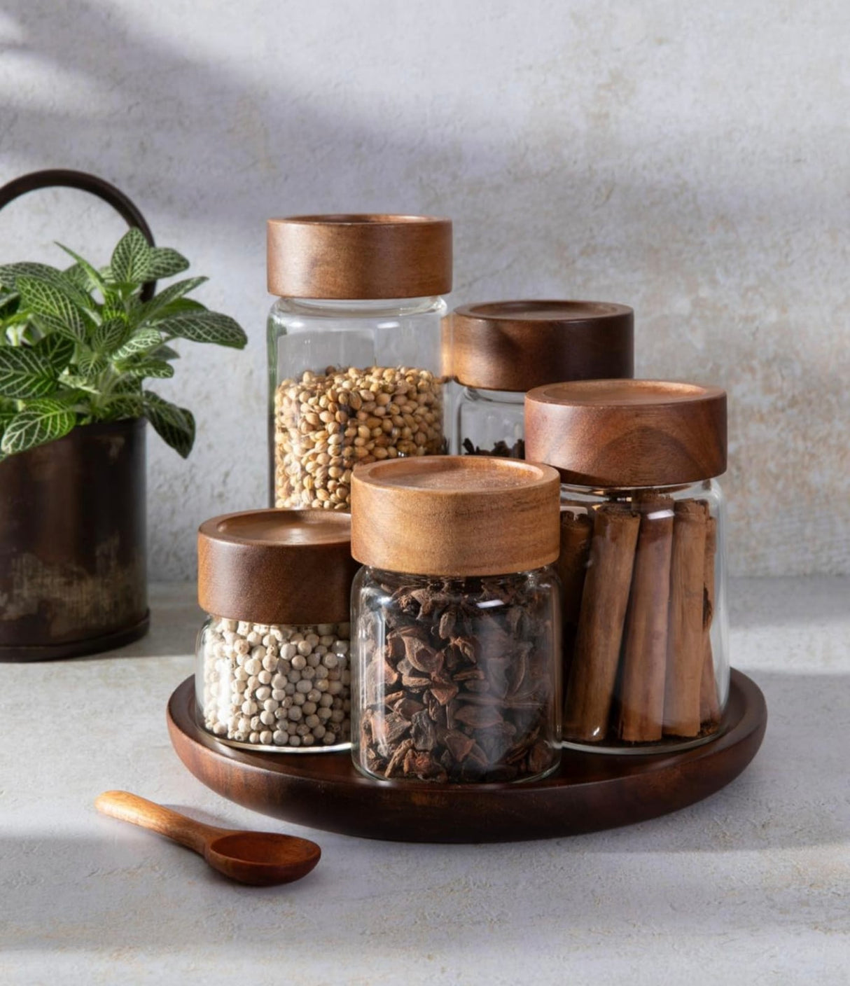 Borosilicate Glass Storage Jars with Acacia Airtight Lid 400ml / 550ml / 800ml