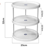 3-Tier Rotating Kitchen Storage Rack & Spice Organiser – Plastic & Stainless Steel Stand