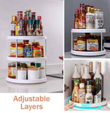 3-Tier Rotating Kitchen Storage Rack & Spice Organiser – Plastic & Stainless Steel Stand