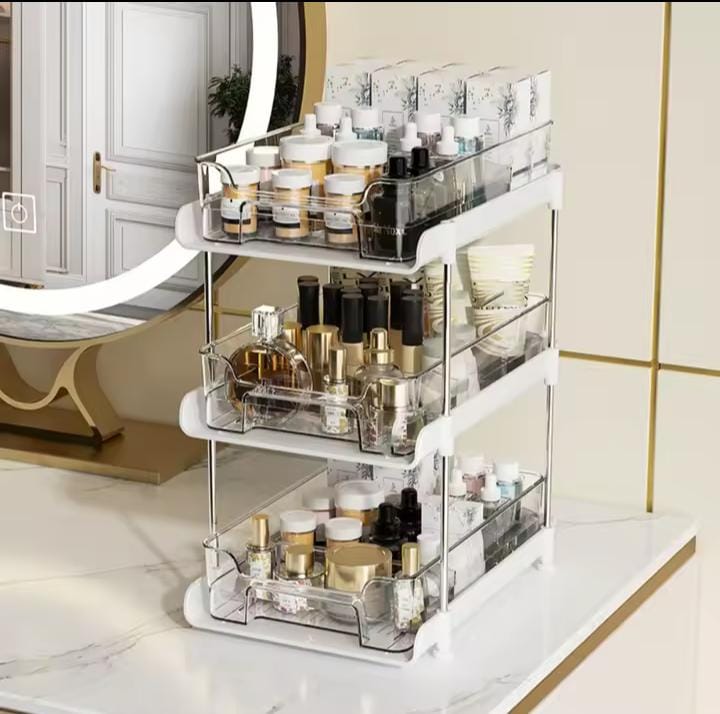 Bathroom Storage Trio: Corner Shower Caddy, 3 Tier Acrylic Rack and 4 Layer Toilet Rack