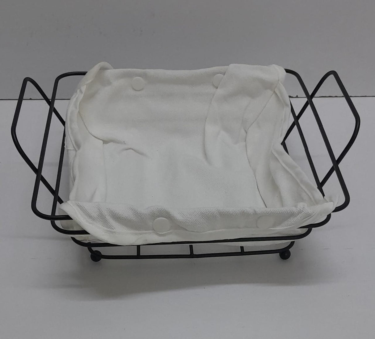 Metallic Fruit Basket, Bread Basket & Decorative Holder with White Cloth Liner – Rectangular