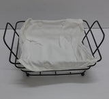 Metallic Fruit Basket, Bread Basket & Decorative Holder with White Cloth Liner – Rectangular