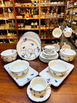 32-Piece White Floral Ceramic Dinner Set | Complete Dining Set with Cups, Saucers, Bowls & Platters