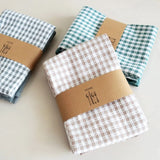 Waffle Weave Kitchen Towel Set of 3 – Checked Pattern, Soft Absorbent & Quick Dry