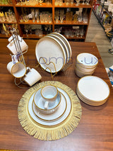 16-Piece Elegant Ceramic Dinner Set | Plates, Bowls & Cups Dining Set for 4