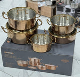 Uakeen Germany 10-Piece Premium Triple Stainless Steel Cookware Set Kenya | Hammered Pattern Triply S/S Cooking Pots Set, Non-Stick Mirror Polish Casserole Set with Lids, Induction Compatible Sufuria Set