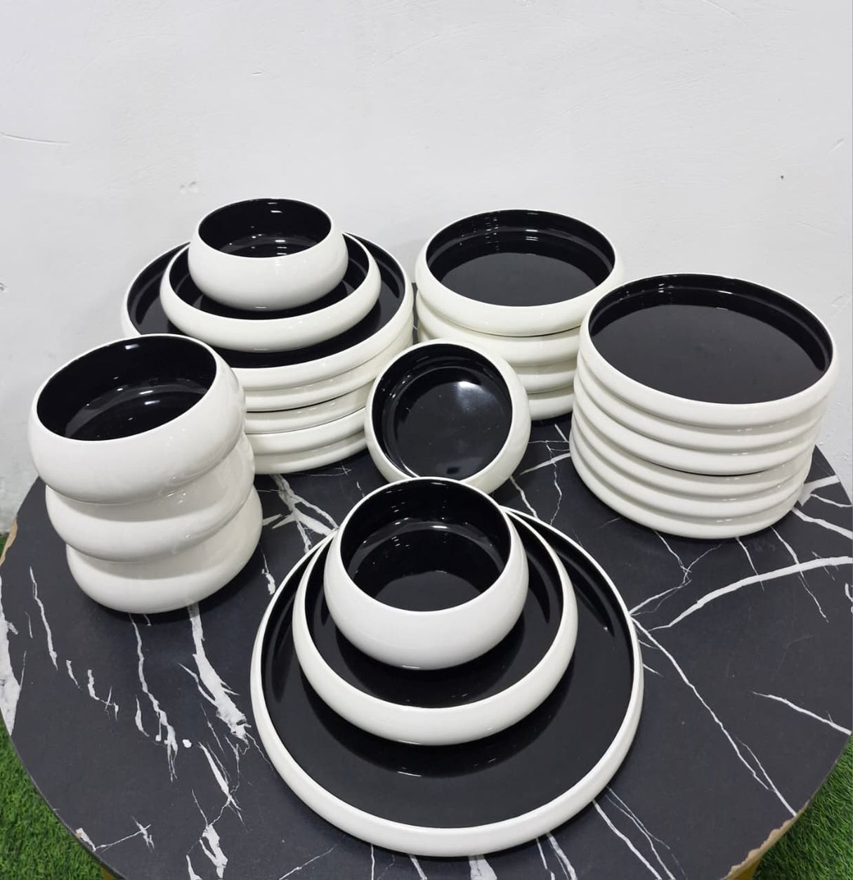 Premium White Ceramic Dinner Set 24 Piece – Double Glaze Dinner & Side Plates, Pasta & Soup Bowls, Service for 6