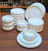 Premium Berries Design Ceramic Dinner Set 24 Piece – White Double Glaze Dinner & Side Plates, Pasta & Soup Bowls, Service for 6