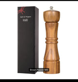 Acacia Wood Salt & Pepper Mill Set – Manual Grinder & Shaker Mills with Adjustable Metal Mechanism, Refillable