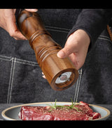 Acacia Wood Salt & Pepper Mill Set – Manual Grinder & Shaker Mills with Adjustable Metal Mechanism, Refillable