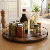 360° Rotating Lazy Susan Organizer with Iron Frame Edge – Spinning Turntable Spice Rack, Countertop, Pantry & Bathroom Caddy