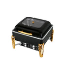 6L Square Hydraulic Chafing Dish – Stainless Steel Buffet Food Warmer with Tempered Glass Lid Kenya