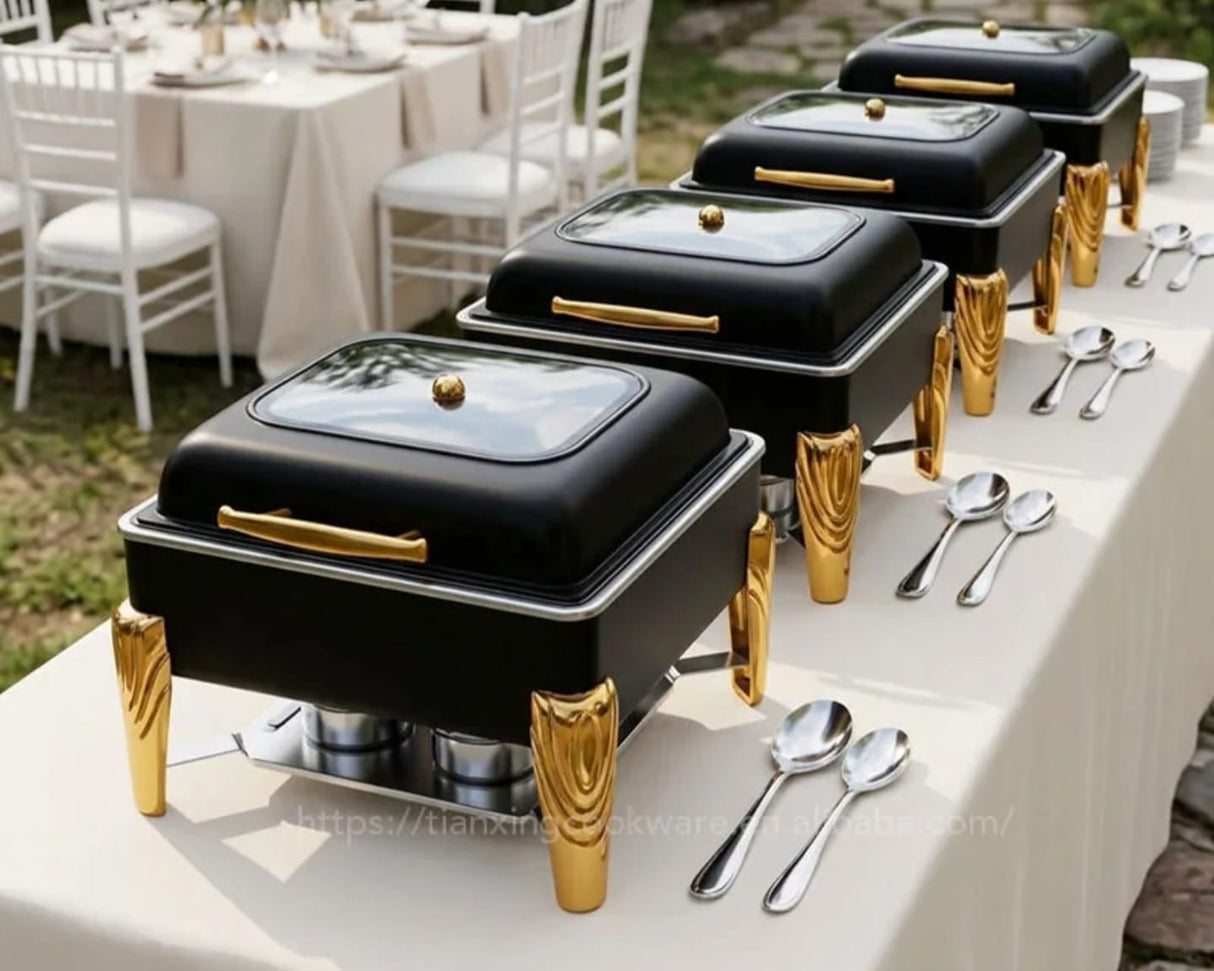 6L Square Hydraulic Chafing Dish – Stainless Steel Buffet Food Warmer with Tempered Glass Lid Kenya