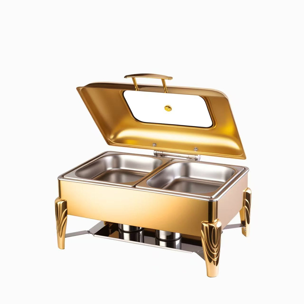 6L Square Hydraulic Chafing Dish – Stainless Steel Buffet Food Warmer with Tempered Glass Lid Kenya