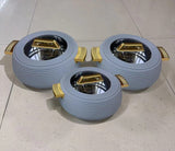 3pc Ribbed Insulated Hotpot Set with Clear Lid Window – Double Wall Food Warmer 3L, 4L, 5L Kenya