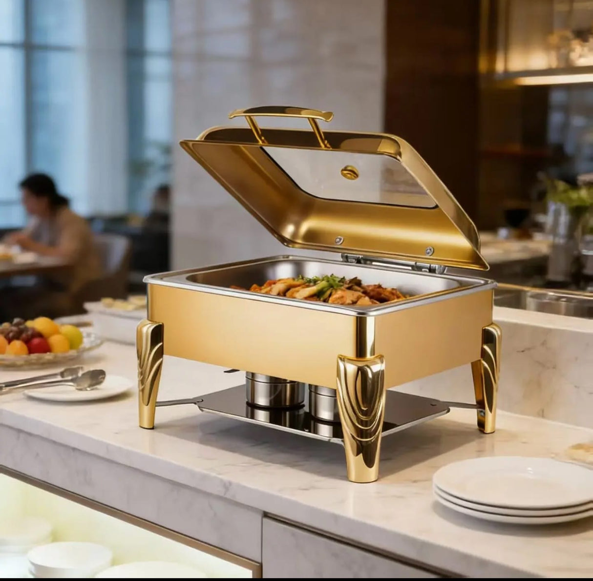 9L Round Hydraulic Chafing Dish – Double Compartment Stainless Steel Buffet Food Warmer Kenya