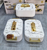 3pc Premium Ribbed Marble & Gold Insulated Hotpot Set – Double Wall Food Warmer 3L, 4L, 5L Kenya