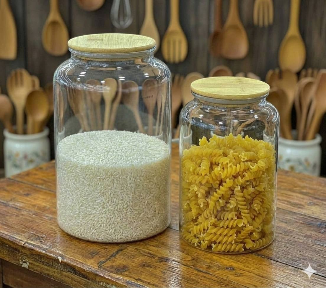 Clear Acrylic Storage Jars with Bamboo Lids – Shatterproof Cereal Containers 3L, 5L, 6L Kenya