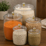 5pc Acrylic Pantry Storage Canister Set – Cereal Containers with Crystal Knob Lids, 2.2L to 18L Kenya