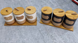 3pc Rustic Speckled Ceramic Canister Set with Wooden Tray – Tea, Coffee & Sugar Jars Kenya