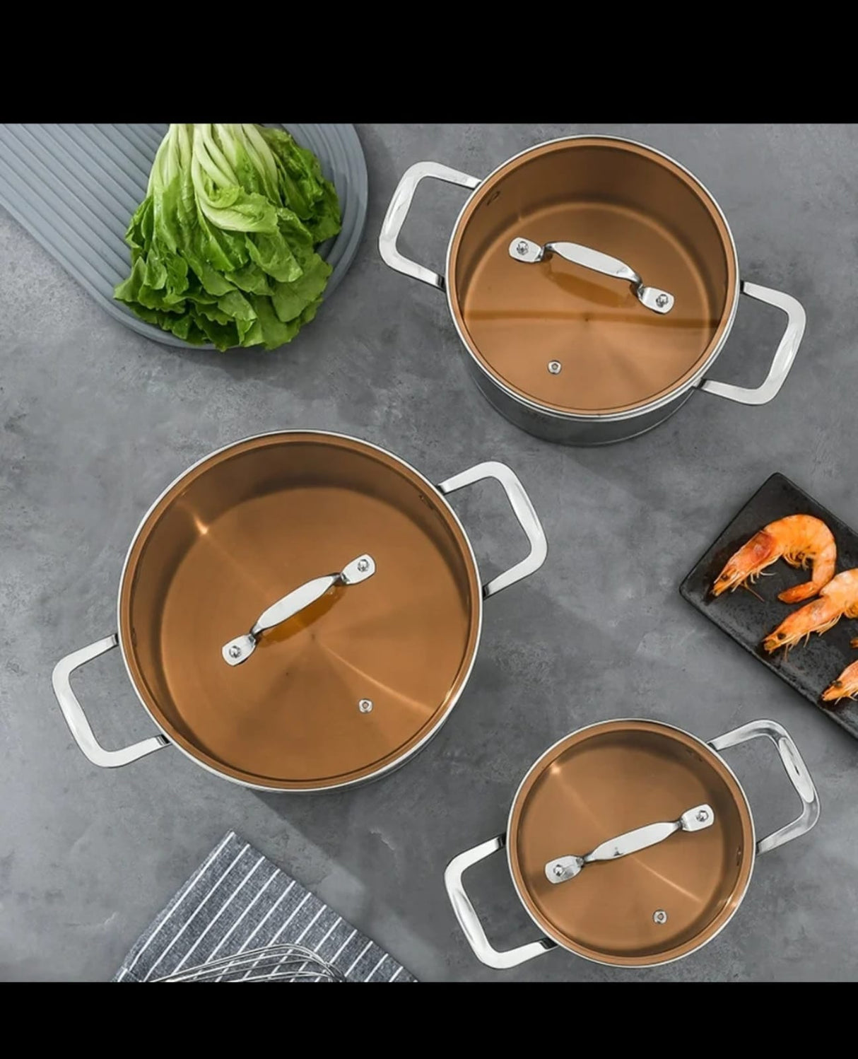 Royal Louis Stainless Steel Cookware Set 6pcs | Tempered Glass Lids Induction Pots Kenya