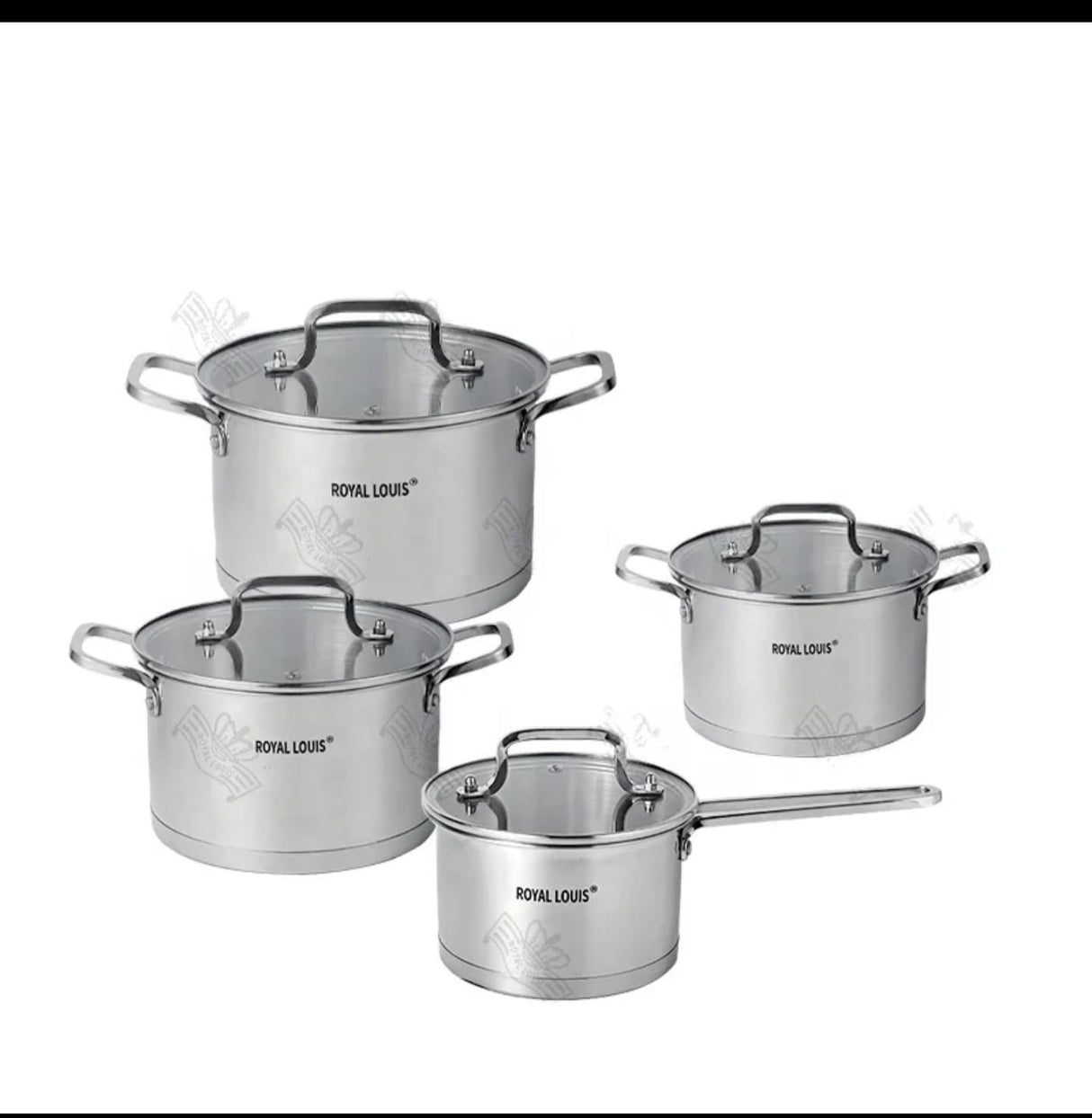 Royal Louis Stainless Steel Cookware Set 8pcs | Tempered Glass Lids Induction Pots Kenya