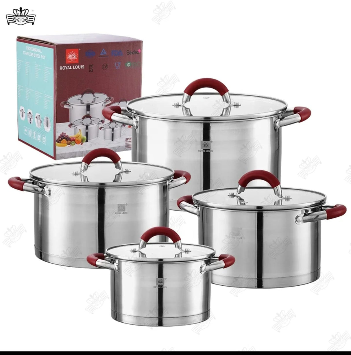 Royal Louis 5-Ply Stainless Steel Cookware Set 8pcs | Silicone Handle Induction Pots Kenya