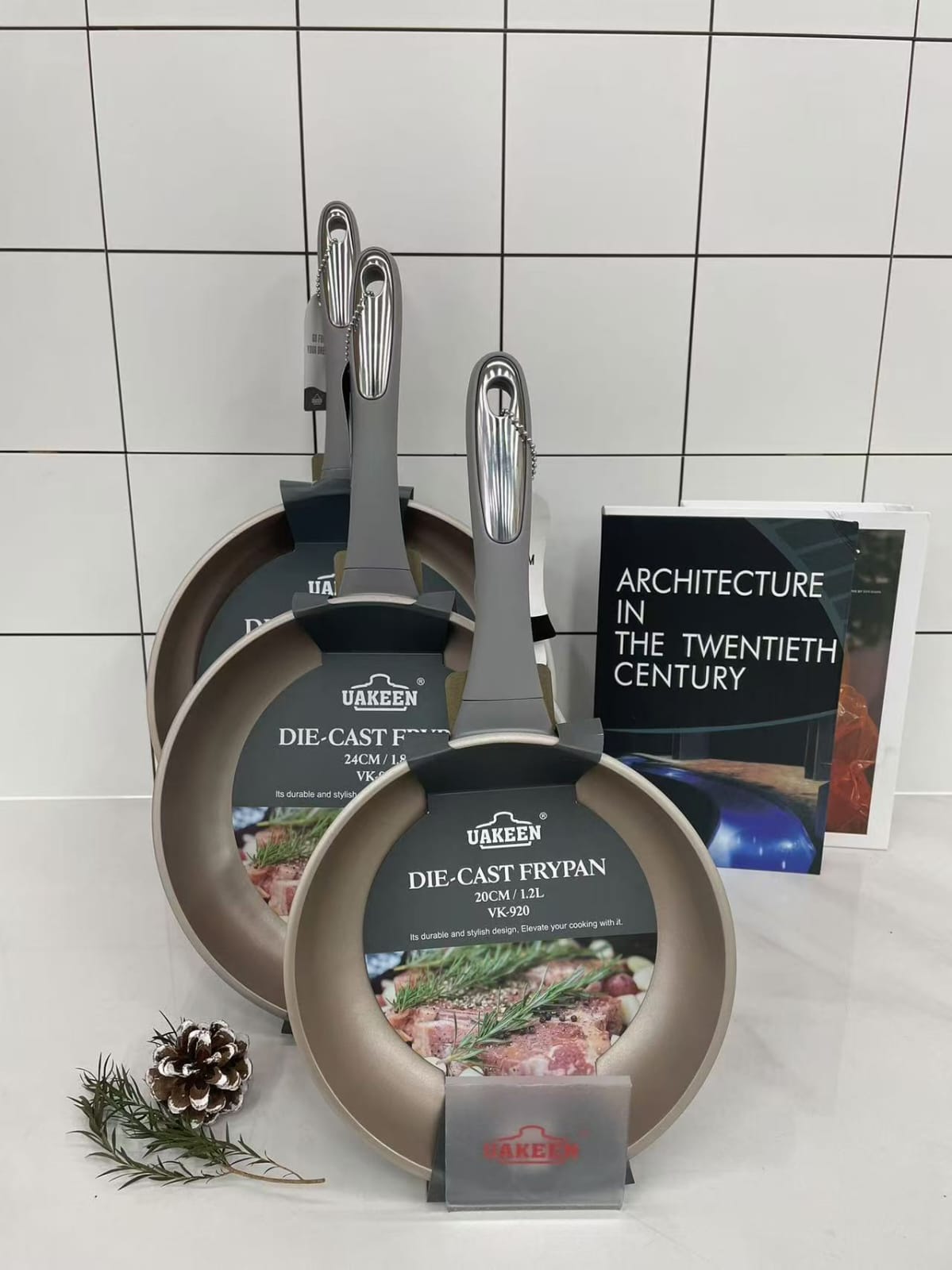 UAKEEN 28cm Granite Non-Stick Frying Pan – Die-Cast Aluminium Pan for Eggs, Chapati & Pancakes | Grey or White | Kenya