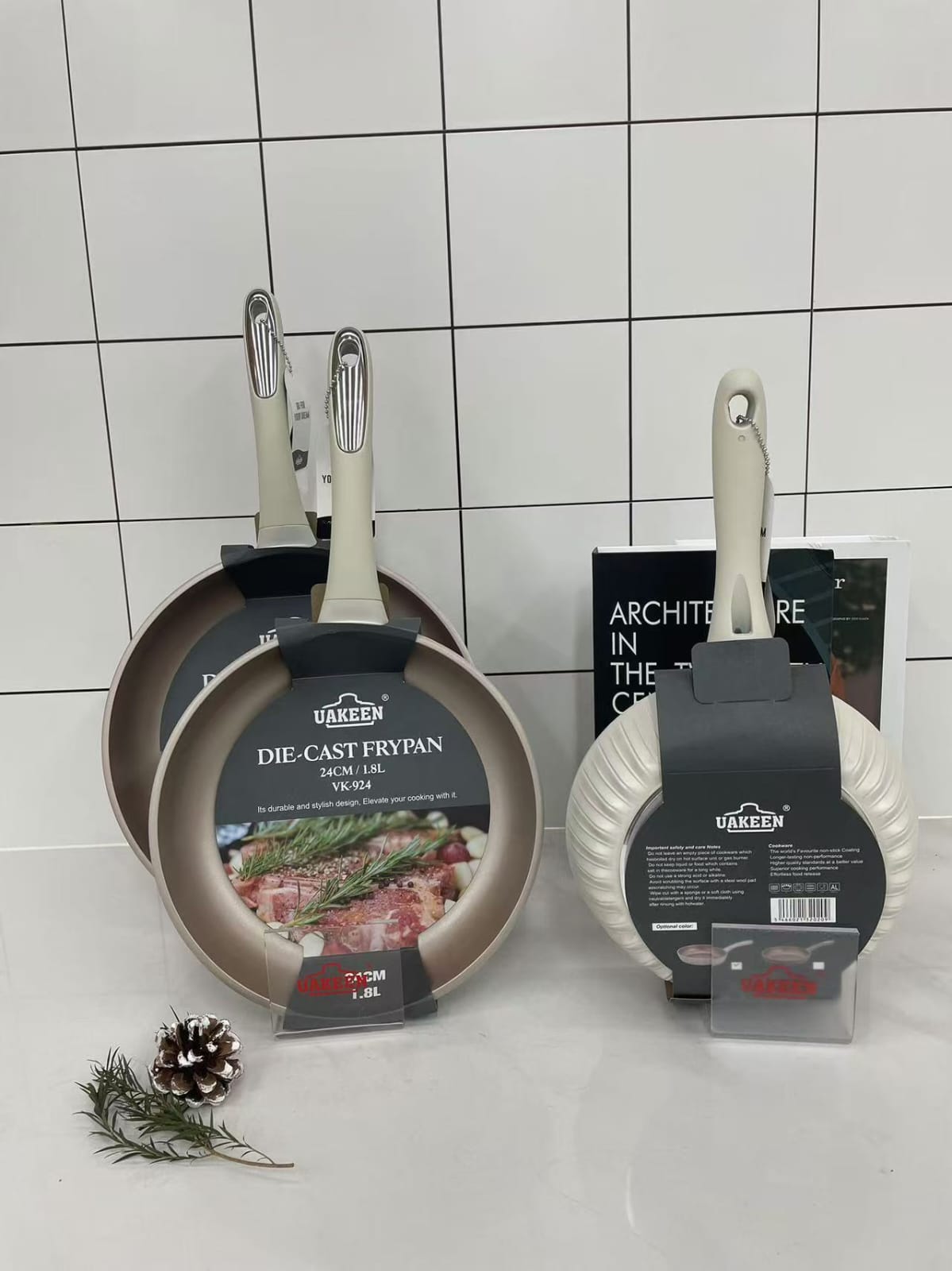 UAKEEN 28cm Granite Non-Stick Frying Pan – Die-Cast Aluminium Pan for Eggs, Chapati & Pancakes | Grey or White | Kenya