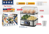 2-Layer Electric Egg & Food Steamer – 8-Egg Top Tier, 2.5L Steaming Basket, LED Touch Display with 3 Egg Modes | Kenya