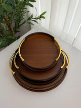 Bamboo Serving Tray Set of 3 – Rectangular with Metal Handles