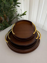 Bamboo Serving Tray Set of 3 – Rectangular with Metal Handles