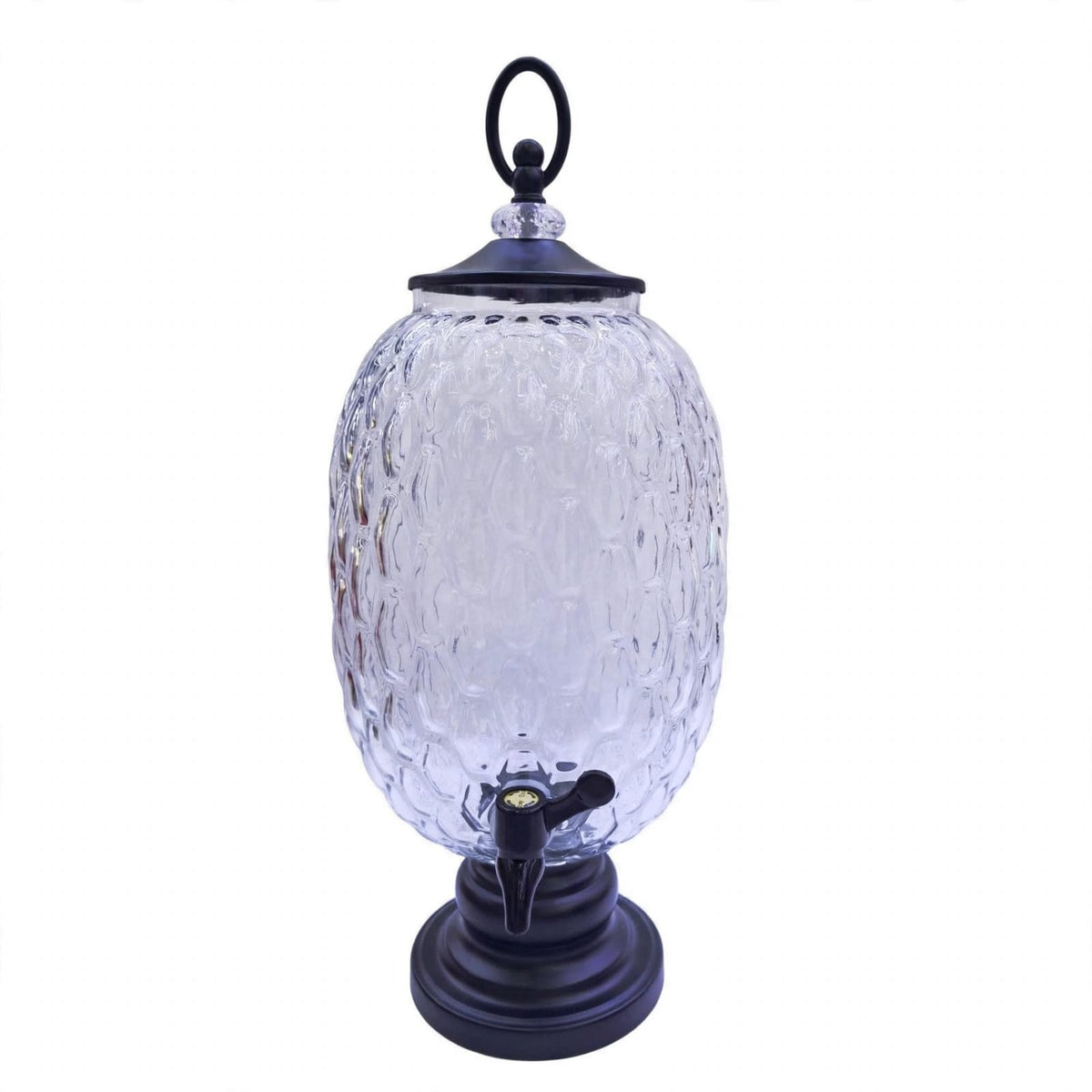 6L Pineapple Honeycomb Glass Drink Dispenser Black Kenya | Crystal Look Juice and Beverage Dispenser with Black Base, Lid and Self-Serve Tap for Chama, Parties and Weddings