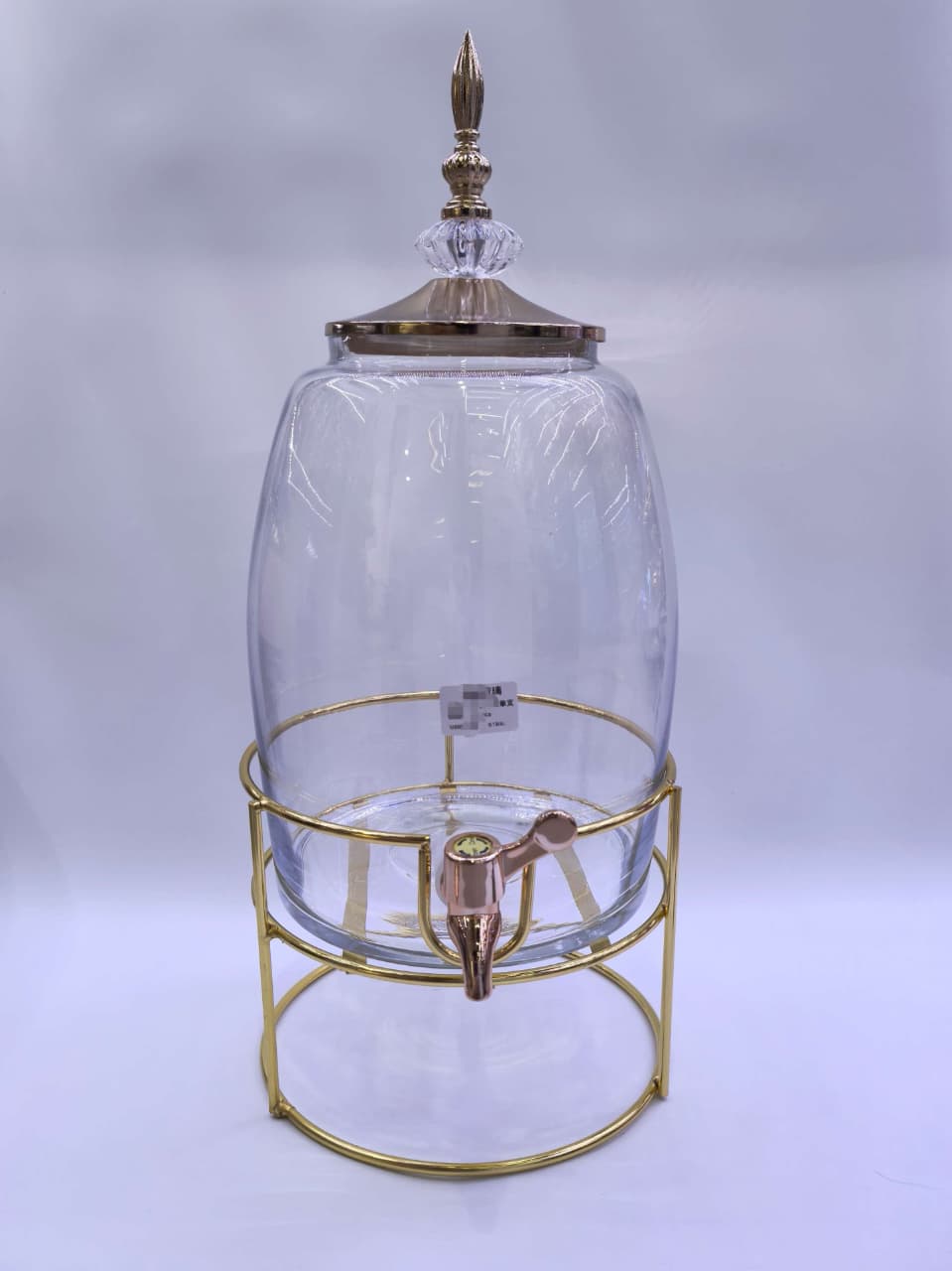 6L Luxury Crown Glass Drink Dispenser with Gold Stand Kenya | Juice and Beverage Dispenser with Gold Lid and Rose Gold Tap for Parties, Chama and Weddings
