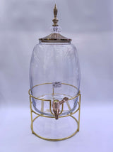 6L Luxury Crown Glass Drink Dispenser with Gold Stand Kenya | Juice and Beverage Dispenser with Gold Lid and Rose Gold Tap for Parties, Chama and Weddings