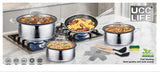 UccLife 12 Piece Triply Stainless Steel Cookware Set Kenya | Ribbed Sufuria Set with 28cm Deep Frying Pan and Lids, Heat Pads, Induction Compatible
