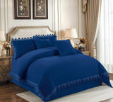 Lace Trim Duvet Set King Size 6x6, Filled Duvet with 2 Lace Edged Pillowcases, Brushed Microfibre, Grey, Beige, White, Blue or Red