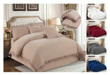 Lace Trim Duvet Set King Size 6x6, Filled Duvet with 2 Lace Edged Pillowcases, Brushed Microfibre, Grey, Beige, White, Blue or Red