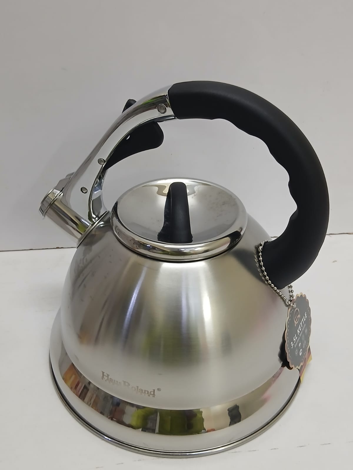 HausRoland Whistling Kettle 3.5L Stainless Steel, Stovetop Tea Kettle with 3-Layer Copper Base for Fast Boiling, Induction, Zinc Alloy Handle