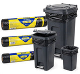 Drawstring Garbage Bags 20 Roll, Thick Black Bin Liners with Red Tie Strings, 30L Bathroom, 80L Kitchen or 120L Jumbo Trash Bags