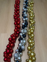 Christmas Bauble Garland 1.8m in Red, Navy and Silver, or Gold | Christmas Ball String for Tree, Staircase and Mantel