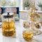 Dried flower French press set, yellow and purple flowers, 1000ml press with 4 double wall cups