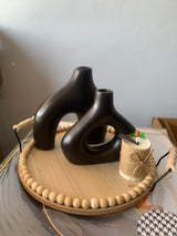 Rustic Wooden Round Beaded Tray